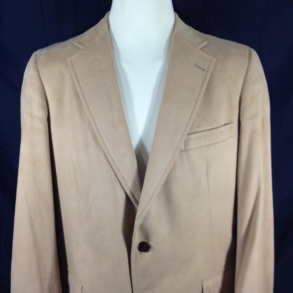 Donald Brooks Vintage Men’s 46L Tan Sports Coat 2 Button Antelon Suede Blazer - Picture 5 of 9